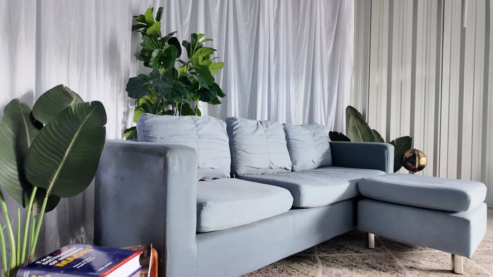 Light Blue L-Shaped Sectional – Stylish, Deep Cleaned, and Ready for a New Home!