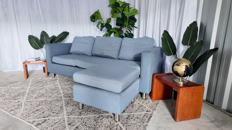 Light Blue L-Shaped Sectional – Stylish, Deep Cleaned, and Ready for a New Home!