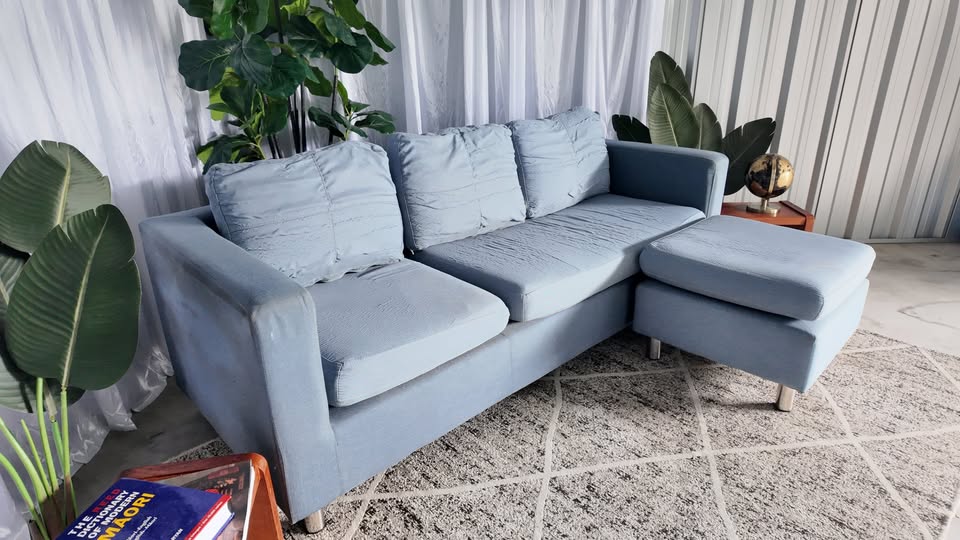 Light Blue L-Shaped Sectional – Stylish, Deep Cleaned, and Ready for a New Home!