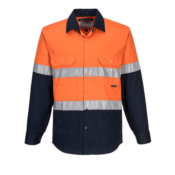 Hi-Vis Two Tone Regular Weight Long Sleeve Shirt with Tape