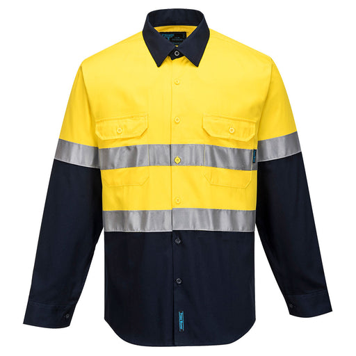 Hi-Vis Two Tone Regular Weight Long Sleeve Shirt with Tape