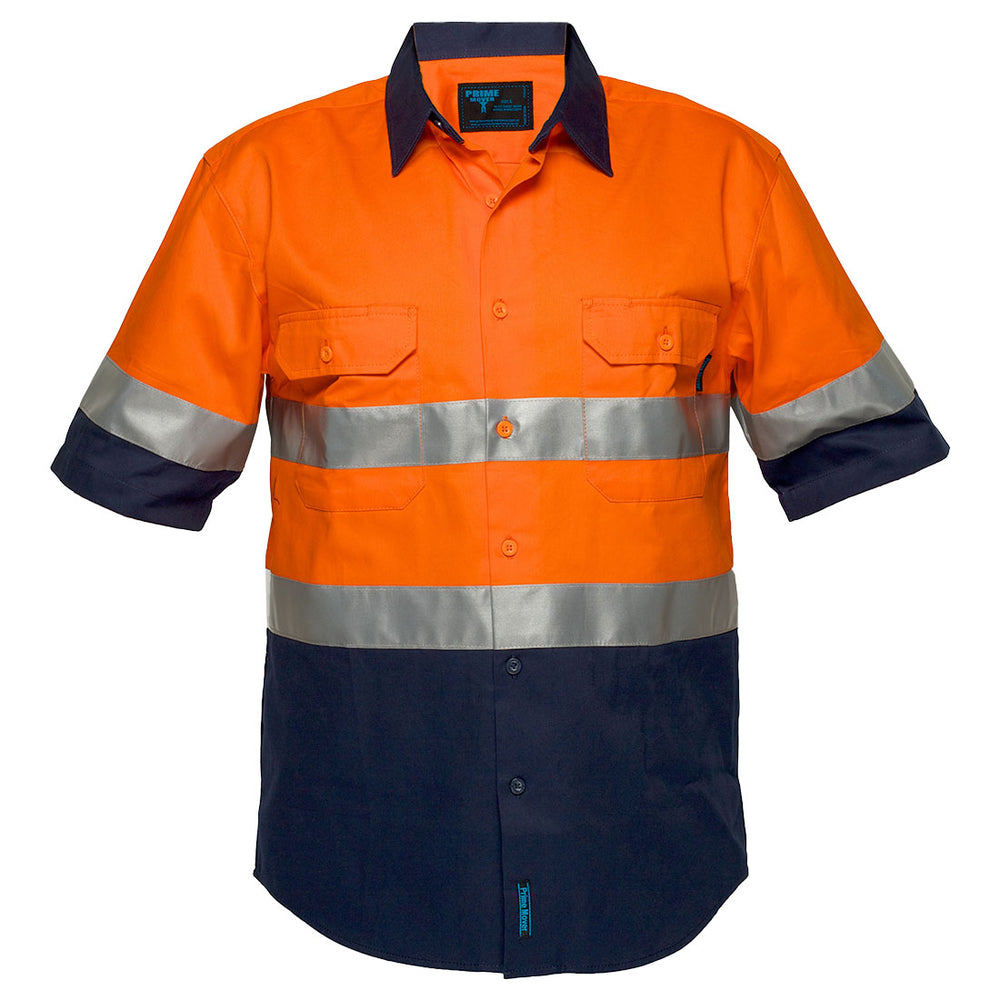 Hi-Vis Two Tone Regular Weight Short Sleeve Shirt with Tape