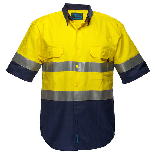 Hi-Vis Two Tone Regular Weight Short Sleeve Shirt with Tape