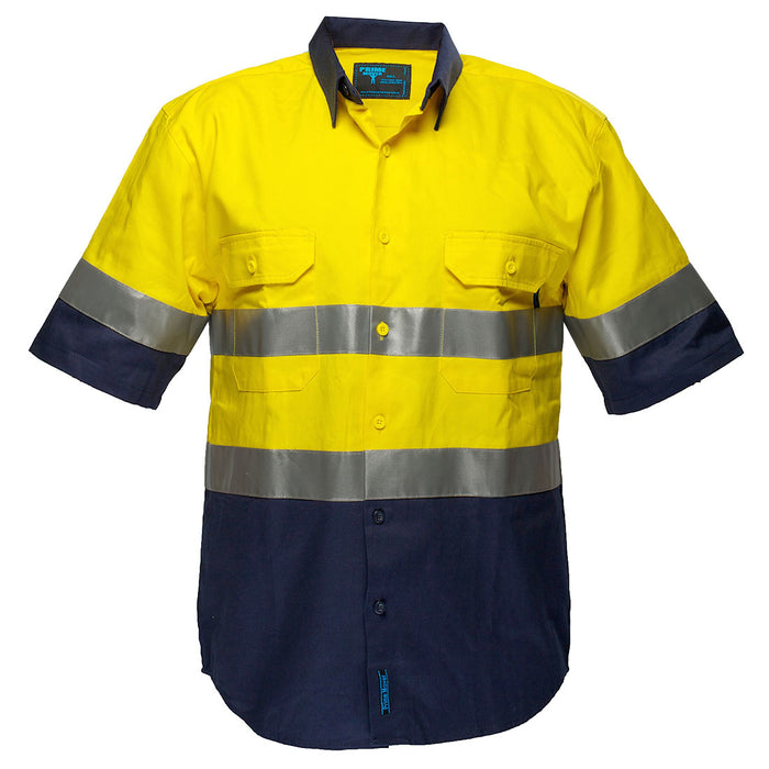 Hi-Vis Two Tone Regular Weight Short Sleeve Shirt with Tape