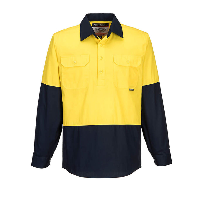 Hi-Vis Two Tone Lightweight Long Sleeve Closed Front Shirt