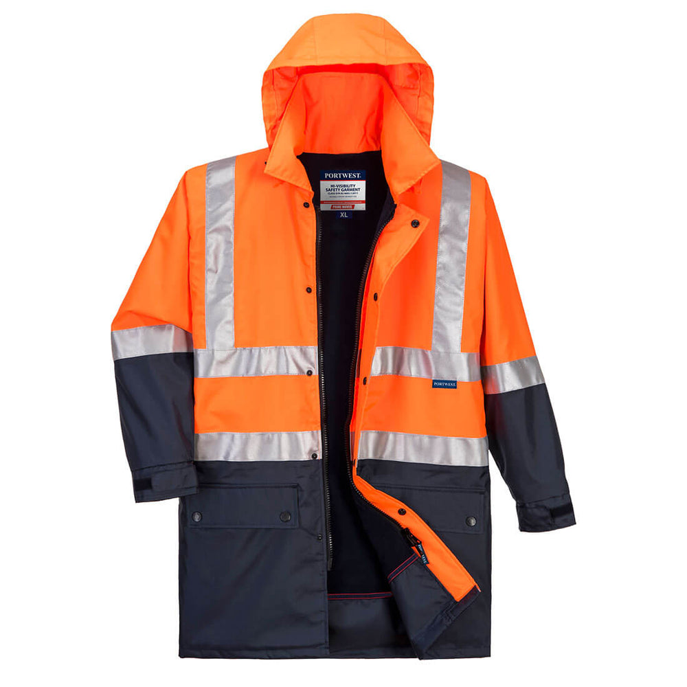 Hi-Vis Polar Fleece Lined Rain Jacket with Tape