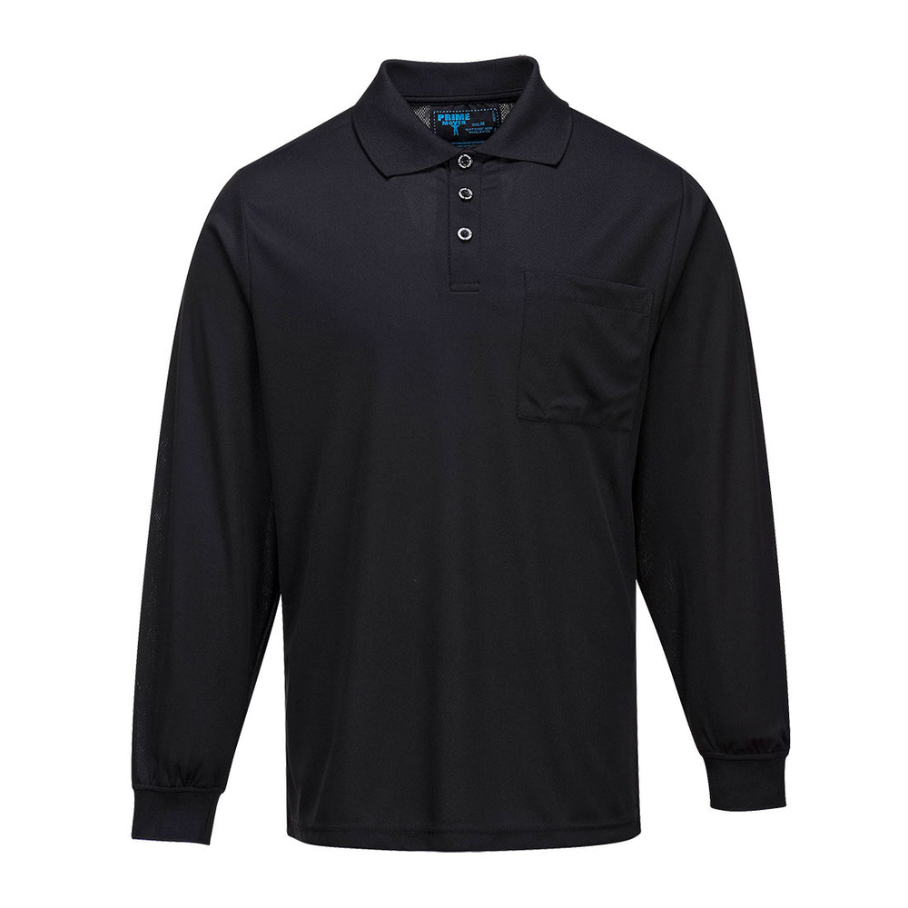 Long Sleeve Solid Colour Micro Mesh Polo