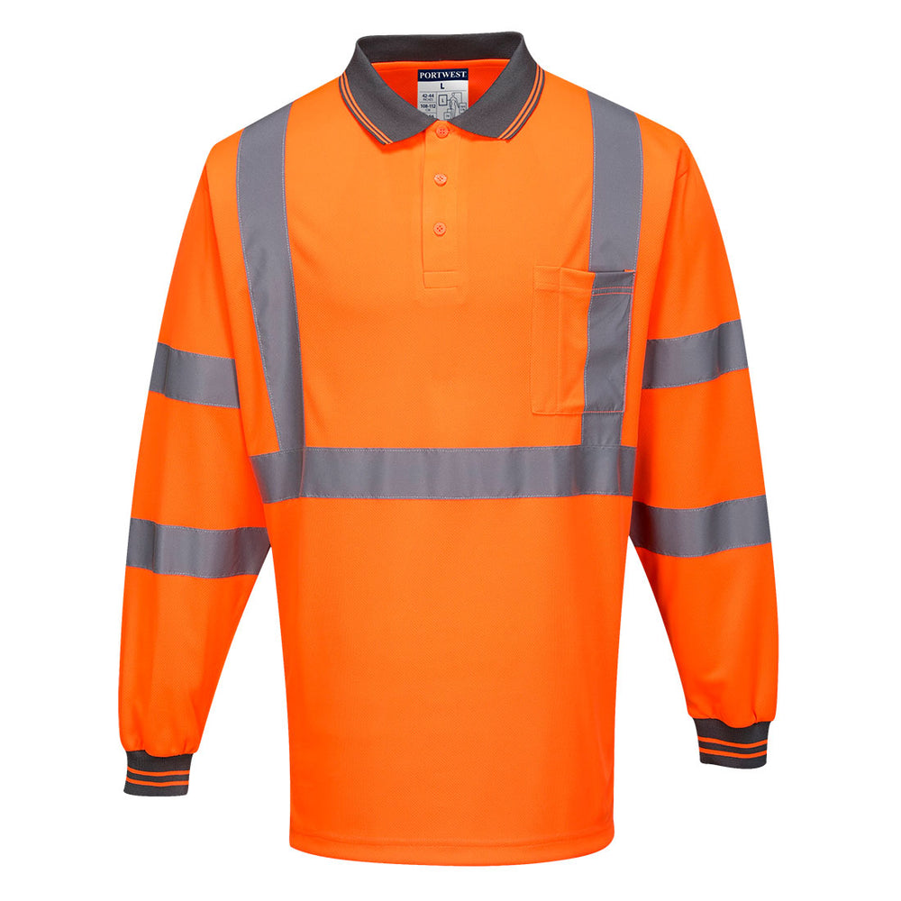 Hi-Vis Polo Shirt X Back L/S